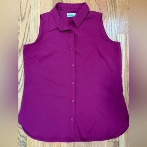 Columbia Women’s Shirt Button Up Sleeveless Hiking Burgundy Size M